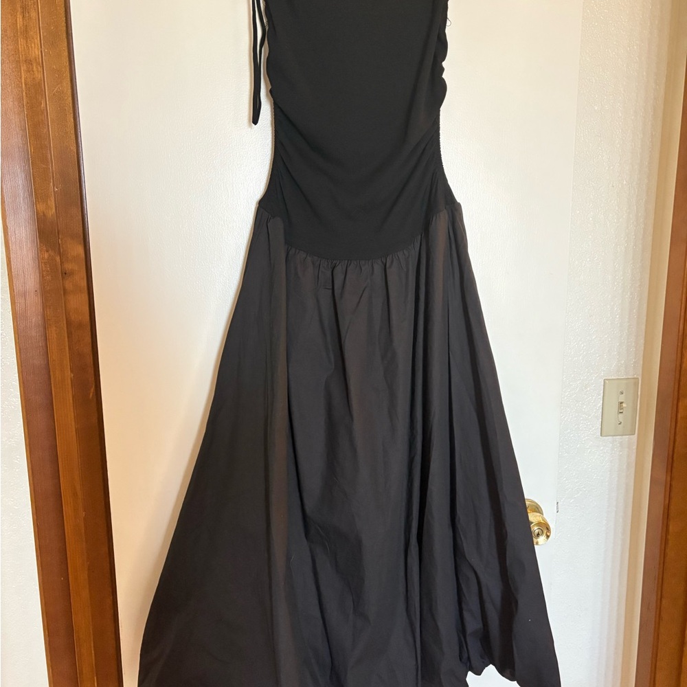 ILLA ILLA Black Bubble Halter Maxi Dress